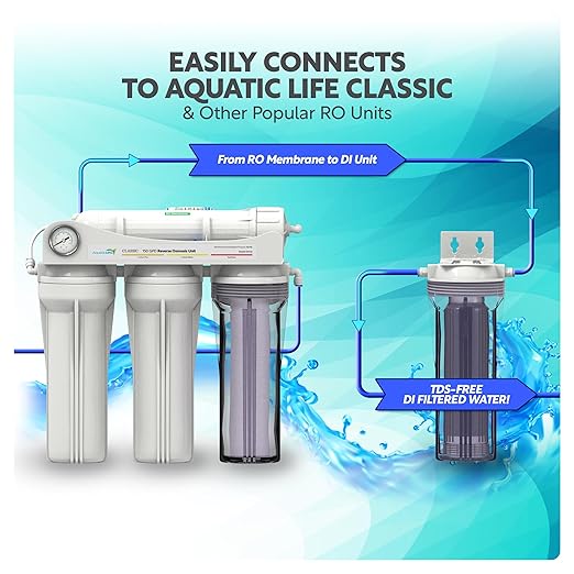 Aquatic Life DI Color Changing Mixed Bed Resin Water Filtration System, Single, Aquarium, Hydroponics