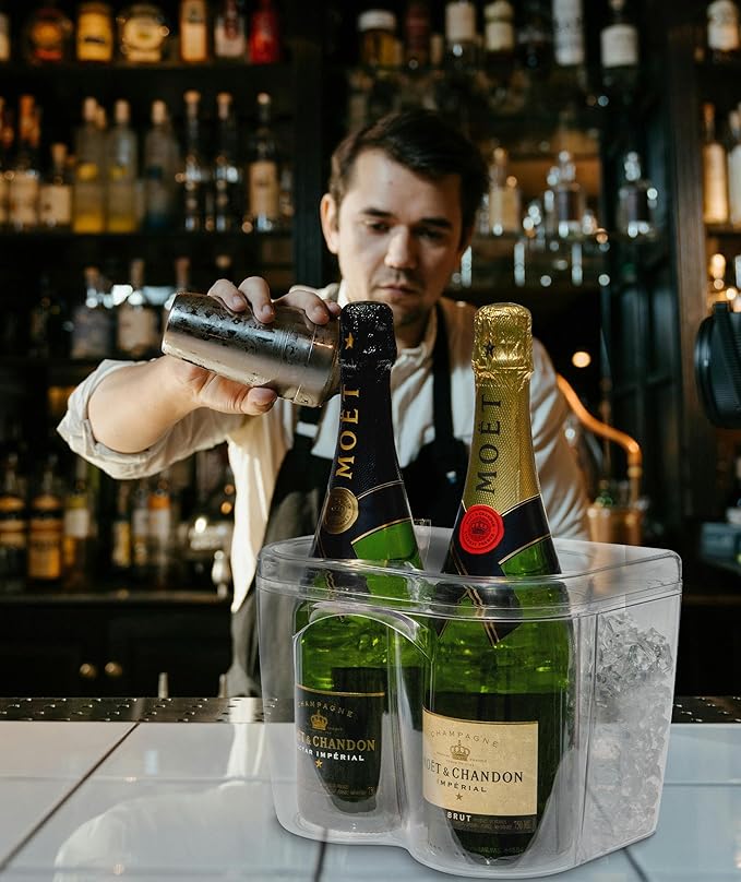 Ice Chilled Wine Bottle Server - 750ml Champagne & Wine Bottle Chiller | Elegant Shatter Resistant Cooler Bucket for Parties, Kitchens, Bars and Outdoors | Keeps Pre-Chilled Bottles Cooler Longer
