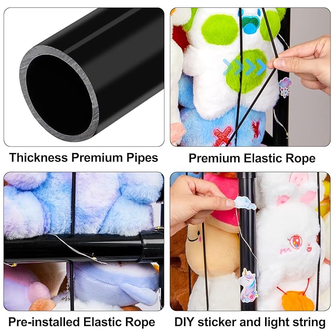 Beinou Stuffed Animals Zoo Storage Stuffed Animals Holder Extra Large Plushies Storage PVC Playroom Organizer Stuffed Animals Cage for Nursery Bedroom