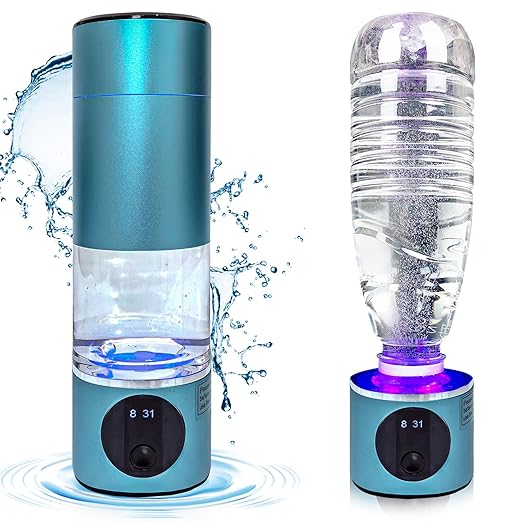 Hydrogen Water Bottle Generator–5000PPB Hydrogen Water Machine–Hydrogen Bottle Water with Adjustable Speed – Food-Grade Water Ionizer–Blue Pro