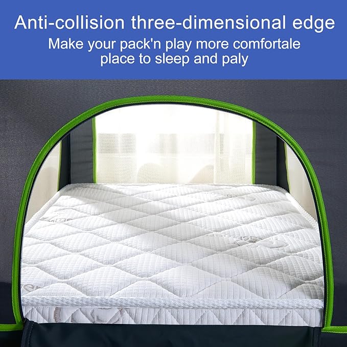 Pack and Play Mattress - 38" x 26"- Premium Knitted Fabric Playpen Mattresses, Safety Reinforced Play Yard Mattress - Fits for Graco & Baby Trend & Pamo Babe Playard, Firm Support and Comfort Foam