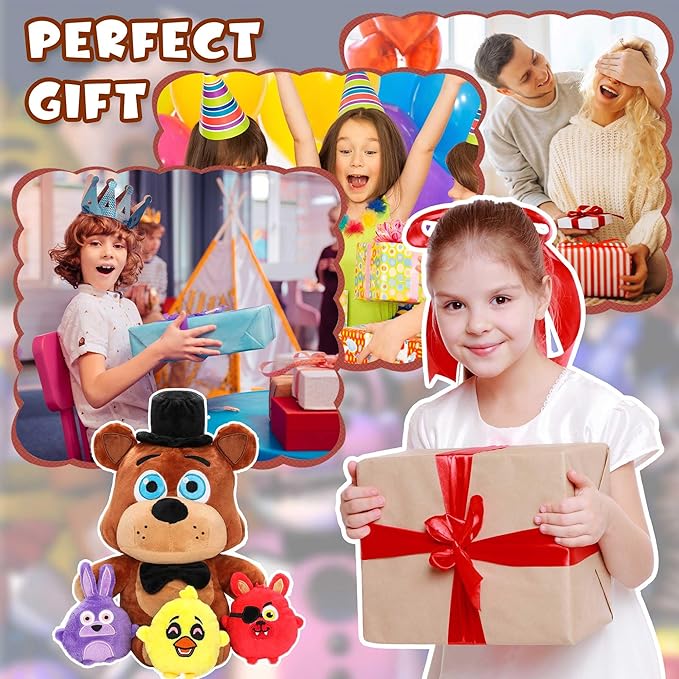 Freddy Plush - Five Nights Freddy Plush One Mommy with 3 Baby Plush Toys Cartoon Stuffed Animal Plush Pillow Room Decorat Gift for Fans Collection Boys Girls