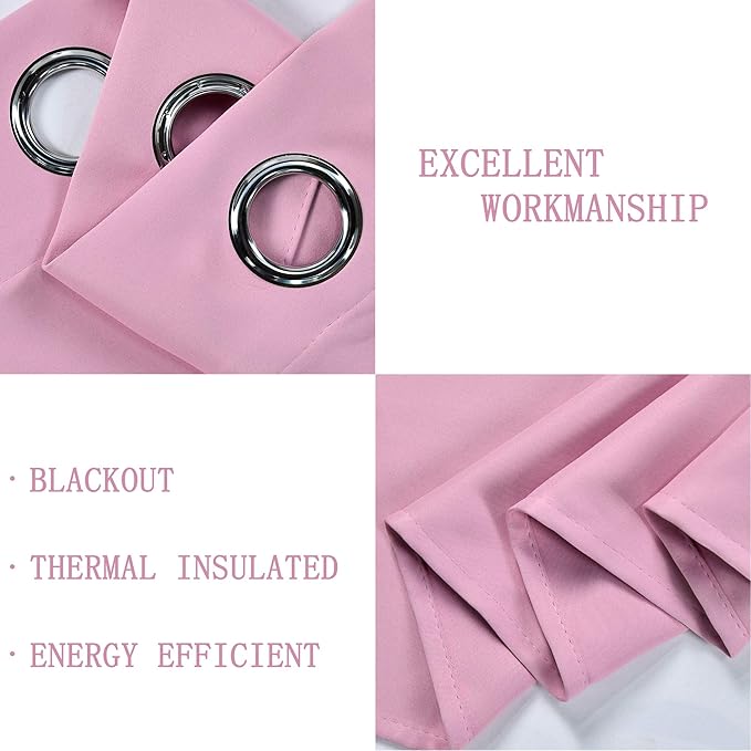 Brush Pink Valance for Girls Bedroom Blackout Grommet Top Valance Window Treatment for Living Room Short Straight Drape Valance for Nursery Baby Girls Room 100X18 1 Panel