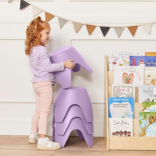 ECR4Kids Ayana Stool Set, Flexible Seating, Light Purple, 4-Pack