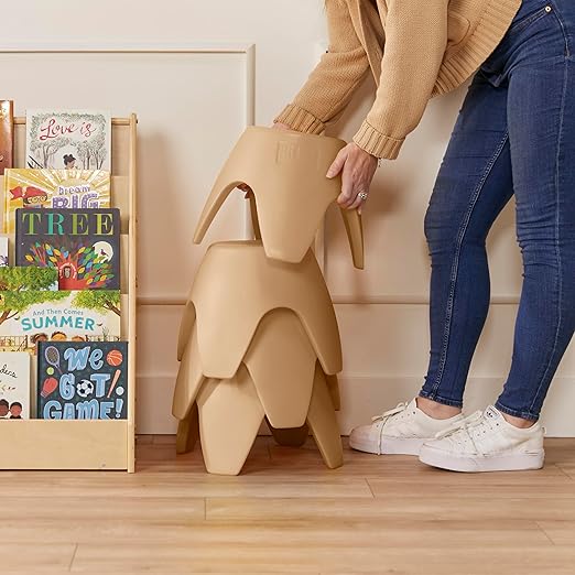 ECR4Kids Ayana Stool Set, Flexible Seating, Sand, 4-Pack