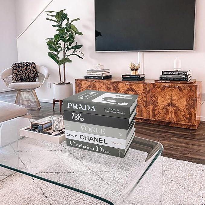 Fake Books for Decoration, Decorative Books for Home Decor, Bookshelf Coffee Table Designer Decor Set Aesthetic, Faux Books for Console Living Room TV Stand Entry Luxury Fireplace End Table 5Pcs