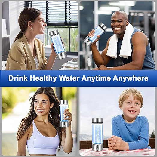 Hydrogen Water Bottle Hydrogen Water Bottle Generator Portable Rechargeable Health Hydrogen Water Bottle Hydrogen Rich Water Ready in 3 Mins Suitable for Home Office Exercise Travel (420ML)