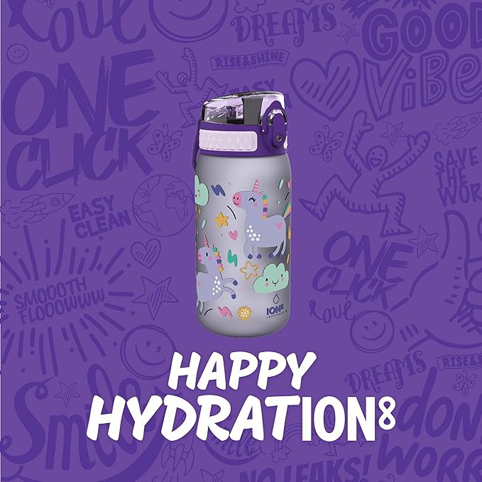 Ion8 Pod Leak Proof BPA Free Kids Water Bottle, 350ml (12 oz), Unicorns