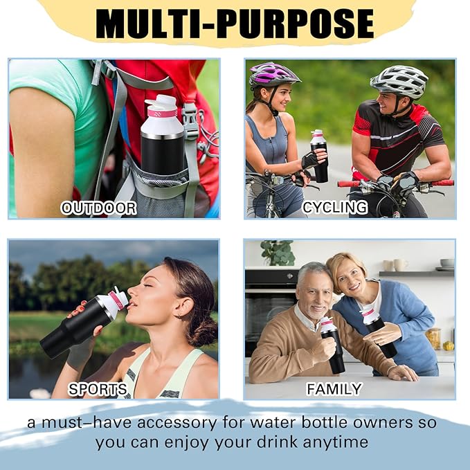 Water Bottle Adapter Compatible with 40 oz Stanley Leakproof Cup Lid Compatible with Stanley, Black, Cup Not Included