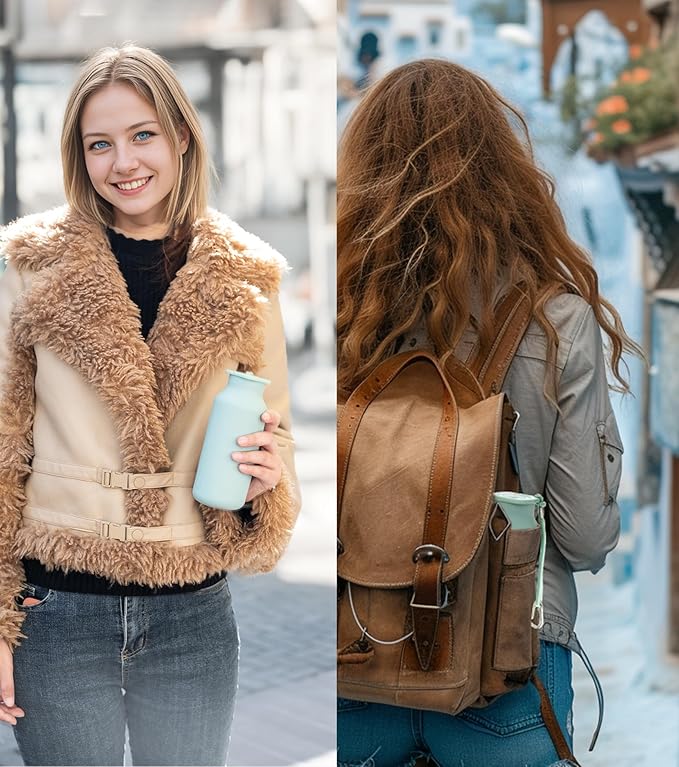 Collapsible Water Bottles 20 oz, Leak Proof, BPA Free Foldable Silicone Travel Water Bottle Cups for On The Go, Traveling, Outdoors, Ivory