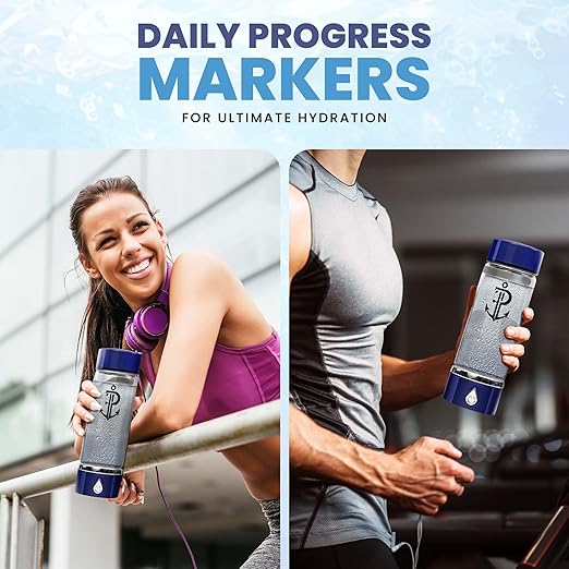 Hydrogen Water Bottle Generator | Durable SPE PEM Electrolysis Technology Hydrogen Water in 3 Min | Portable Water Quick Ionizer Machine for Home, Office, Travel, Exercise, Daily Use & Gifts (Blue)