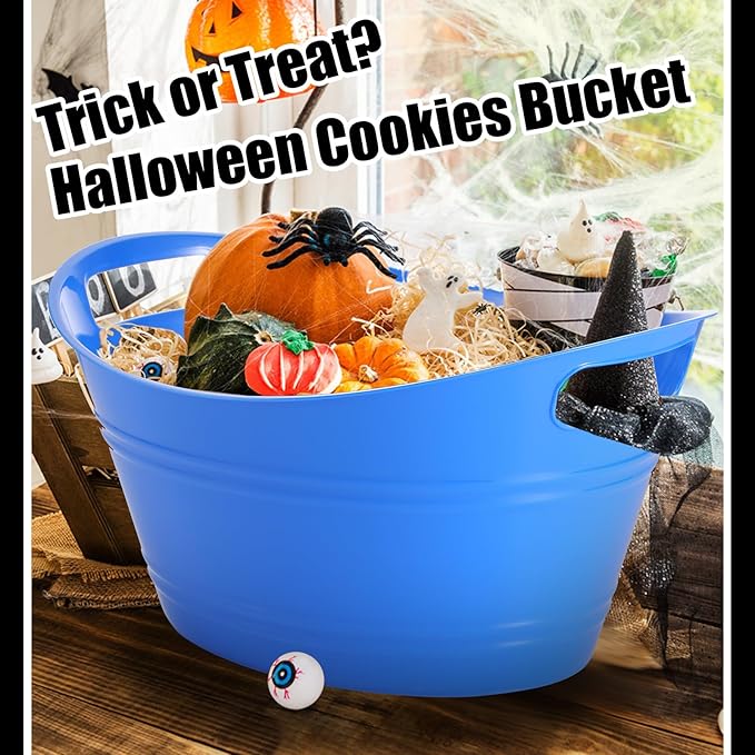 Norme 24 Pcs Oval Storage Tub with Handles, 4.5L Plastic Ice Bucket Wine Beer Champagne Bottle Drink Cooler Tub for Parties Beverage, Storage Basket (Colorful)