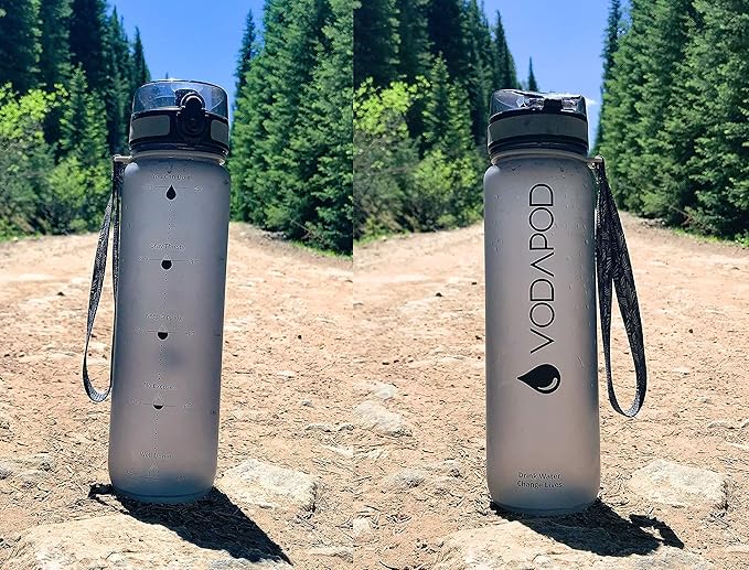 Motivational Water Bottle with Time Marker | 32oz Daily Water Intake Bottle | Gym Sports Water Bottle | Fruit Infuser Screen | 1 Liter BPA-Free Durable Leakproof with Eco-Friendly Brush