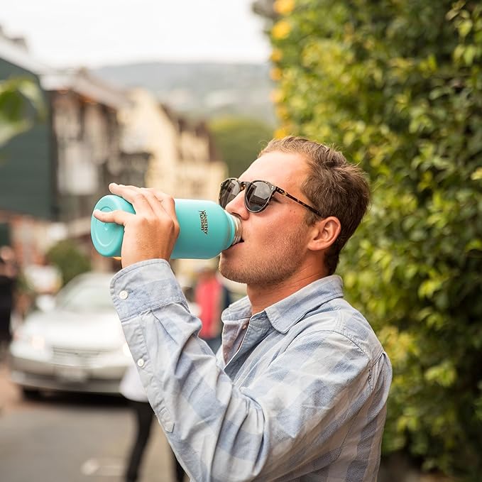 Healthy Human Stainless Steel Water Bottle | Double Walled Vacuum Insulated Water Thermos for Adults | Eco-Friendly Travel Bottles with Leak Proof Lid (Glacier, 32 oz/ 946 ML)