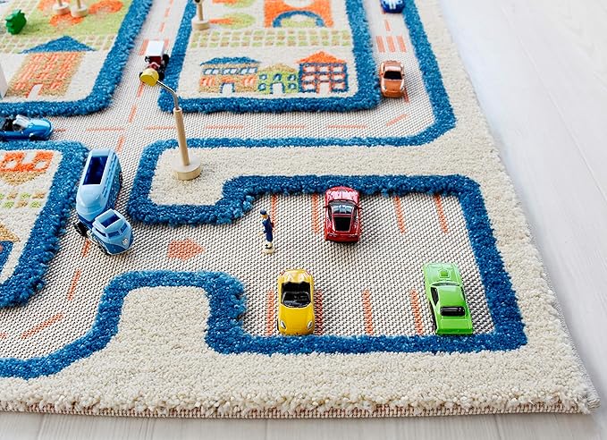IVI 3D Play Carpets, 59 x 39 Inch, Traffic Educational Toddler Mat Rug for Bedroom, Kids Den, or Playroom, Medium