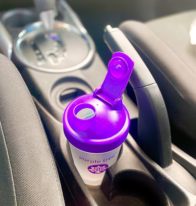 purple tree Protein Shake Bottle, Leak Proof Mixer Cup with Stainless Steel Blending Ball | 20 Oz Shaker Blender for Protein, Hydration & Supplement Mixes