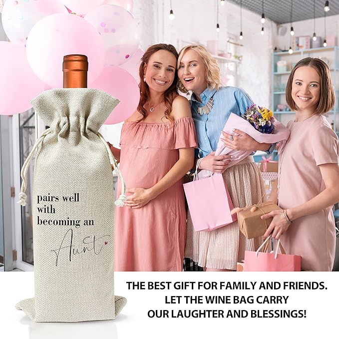 Pregnancy Announcement Wine Gift Bags - New Mom Gift Wine Bags - Cover Bag For Having New Baby - Grandparents - New Parents - Baby shower Party Supplies Favors - Mother's Day Gift - Burlap - HiMo221