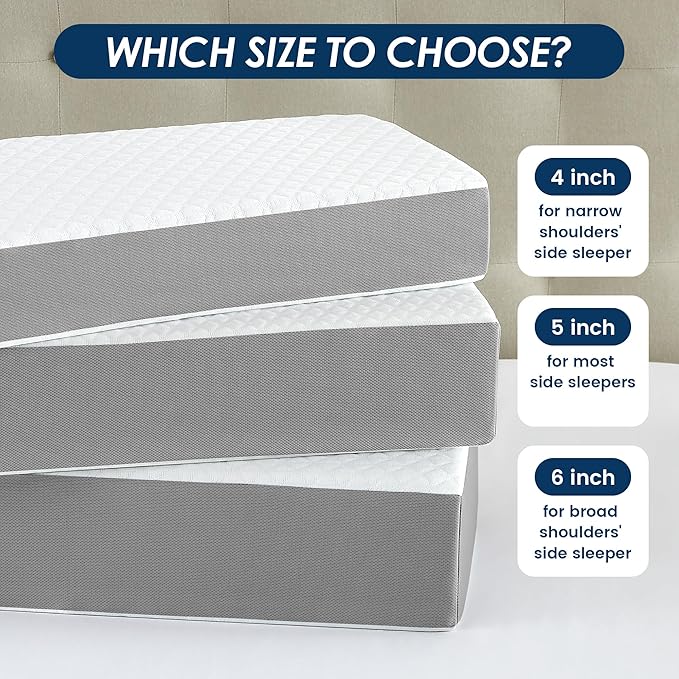 Cooling Cube Pillow for Side Sleepers, Square Memory Foam Side Sleeper Pillow Firm Soft Double-Sided Supportive, Support Head Neck Shoulder for Pain Relief Cervical Pillow, 24"x12"x4"