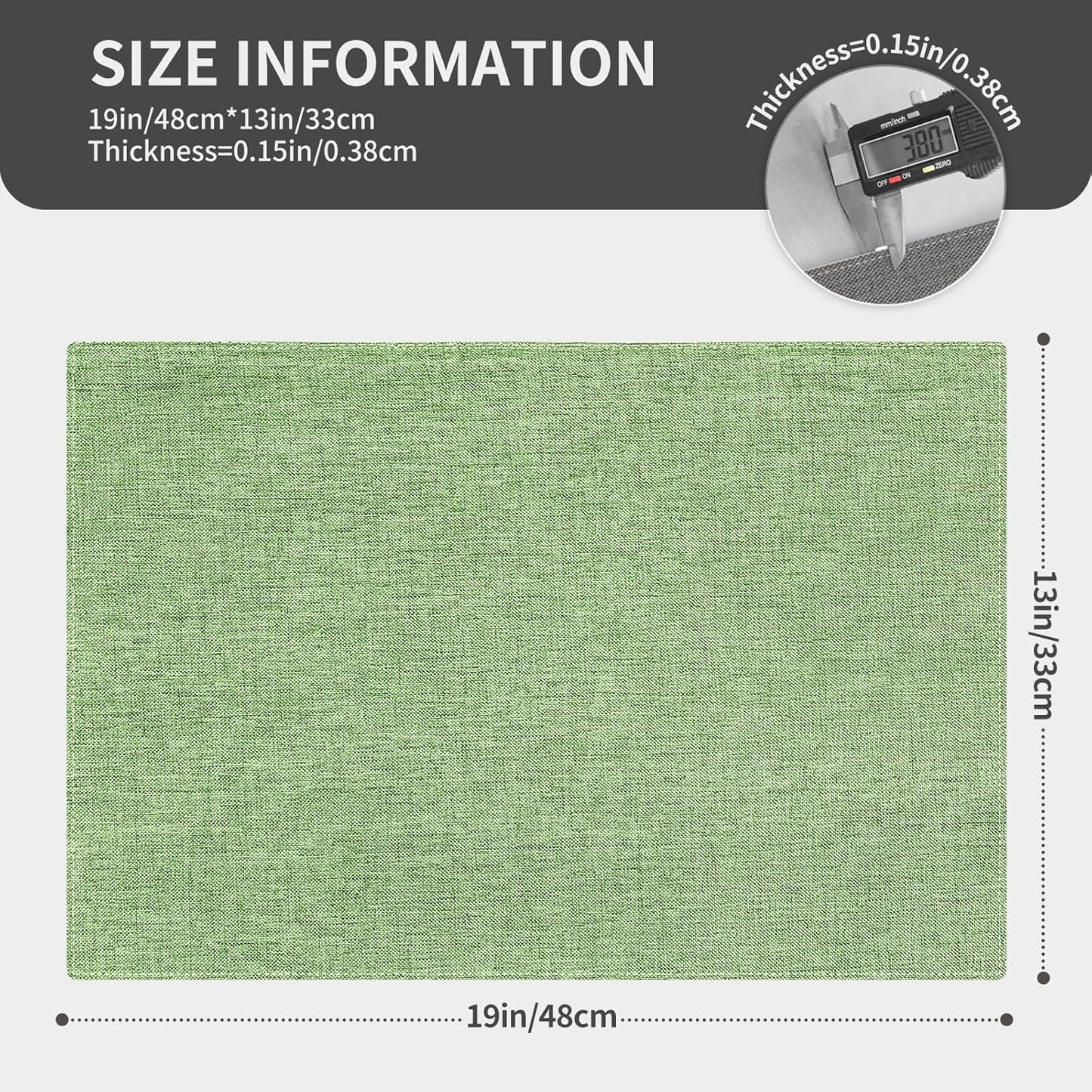 Cloth Placemats, Set of 4 Heat-Resistant Cotton Linen Blend Double Layered Machine Washable Place Mats, Wrinkle Free Thick Fabric Dining Table Mats for Indoors & Outdoors (Grass Green, 4)