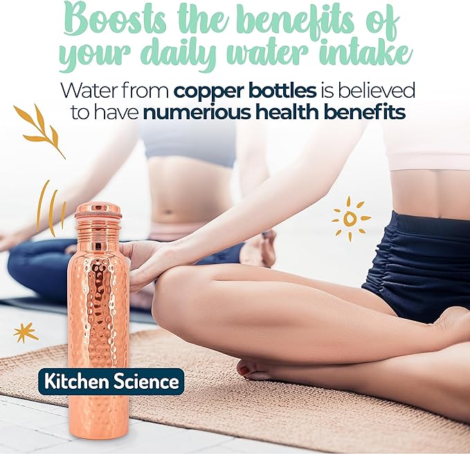 Copper Water Bottle (34oz/1000ml) w/a Carrying Canvas Bag | 100% Pure Copper Bottle for Drinking Water | Lab-Tested, Heavy Duty & Leak-Proof | Authentic Ayurvedic Copper Water Bottle