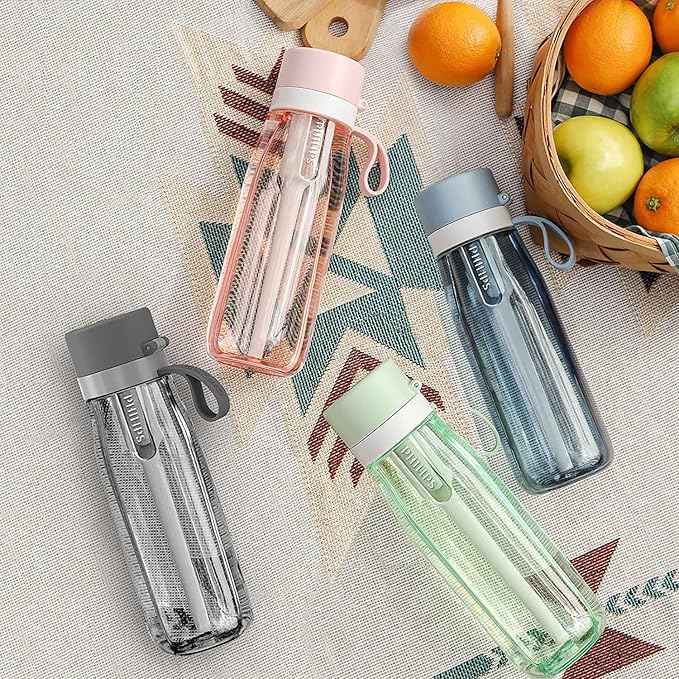 PHILIPS Filtered Water Bottle 22 Oz/36 Oz with Philips GoZero Everyday Water Filter, BPA-Free Tritan Plastic, Purify Tap Water Into Healthy Drinking Tasting Water