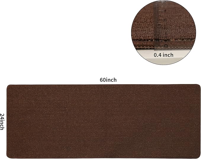 COSY HOMEER 24X60 Inch Kitchen Rug Mats Made of 100% Polypropylene Strip TPR Backing Soft Kitchen Mat Specialized in Anti Slippery and Machine Washable,for Kitchen, Floor,Brown