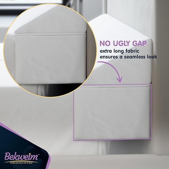 Wedge Pillow Headboard Bed Gap Filler California King - Headboard Pillow 72 X 10 X 6 - Long Pillow for Bed Wedge Gap Filler with Large Pocket for Bed Accessories - Mattress Gap Filler (White)