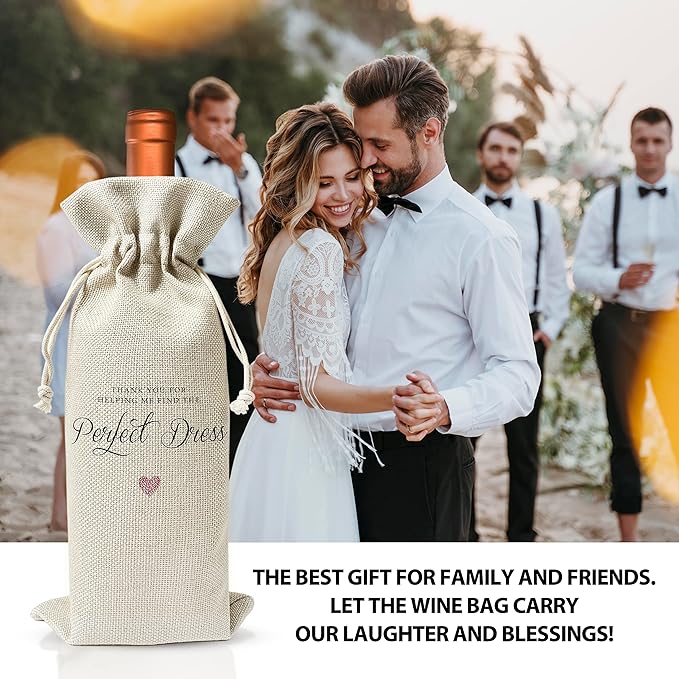 Wedding Gifts Wine Bag (1pc) - Pairs well with getting married, Engagement Gift for Couples, Gift for her, Engagement Wine Bag - Mr and Mrs Wedding Gift - Bride and Groom - Bridesmaid Gift- HiMo251