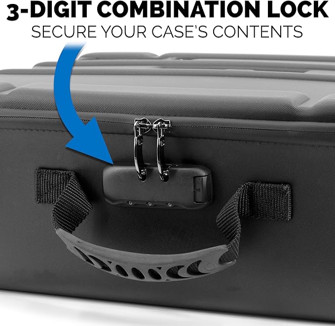 CASEMATIX Wine Travel Case for 3 Bottles with Locking Zipper, Shock-Absorbing Foam & Adjustable Carrying Strap - Protective Wine Suitcase for Storage, Padded Wine Bag Tote Alcohol Carrying Case