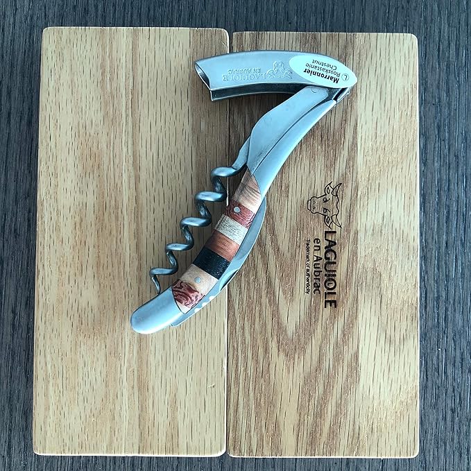 Laguiole En Aubrac Sommelier Waiter's Corkscrew, Woodstock Wood Handle, Wine Opener With Foil Cutter & Bottle Opener