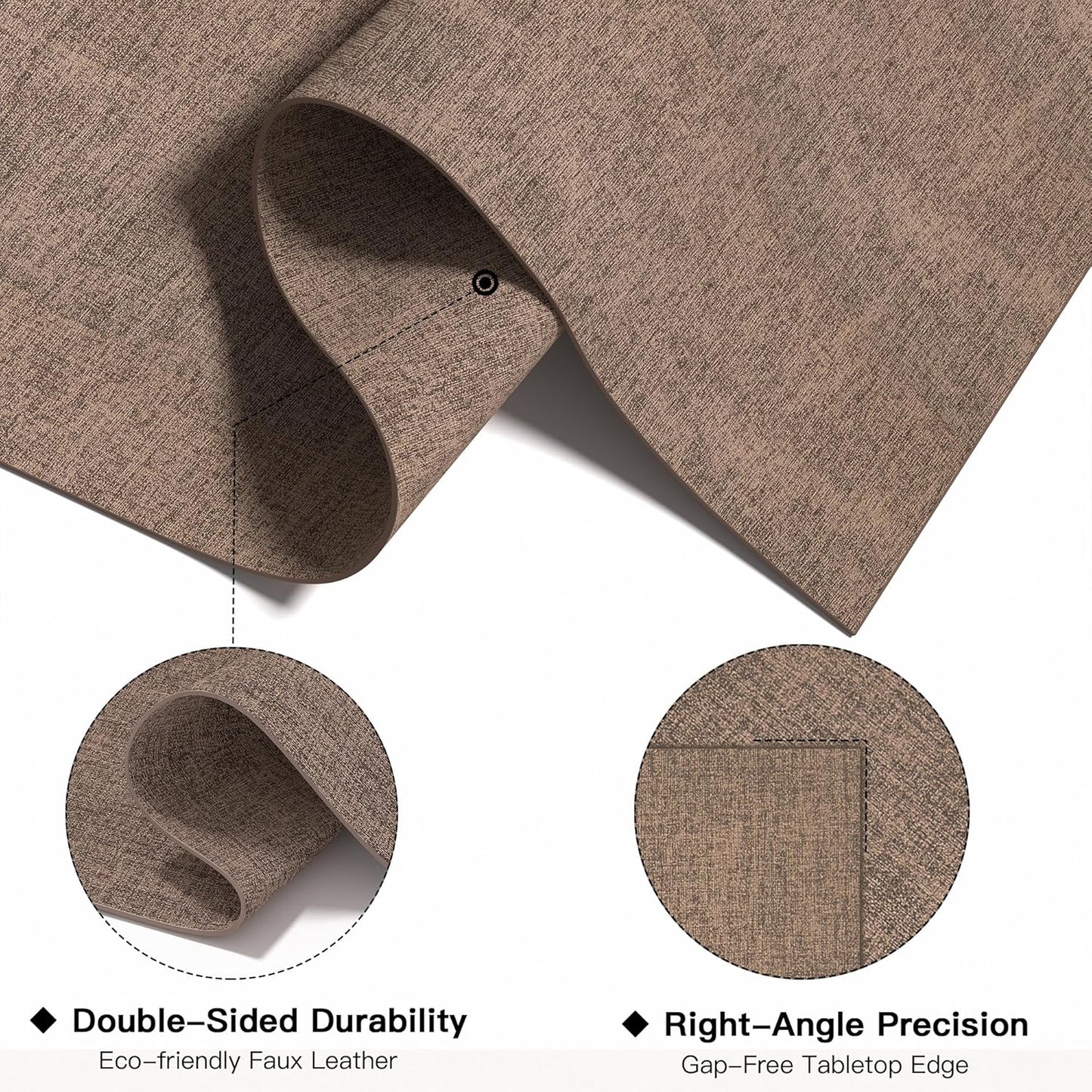 DOLOPL Placemats Set of 6, Reversible Wipeable & Heat Resistant Place Mats, Modern Faux Leather Table Mats for Kitchen, Neutral Waterproof Tablemats for Dining Table Decor, Wedding, Party(Brown)