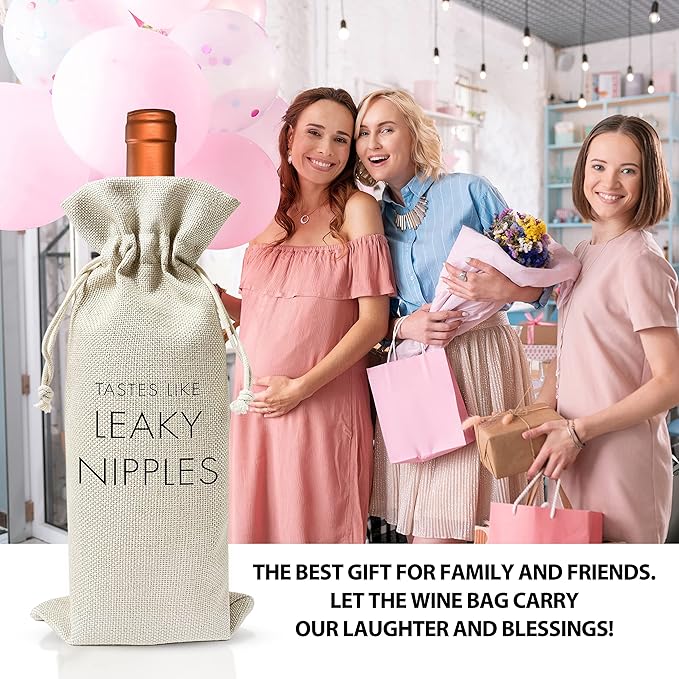Pregnancy Announcement Wine Gift Bags - New Mom Gift Wine Bags - Cover Bag For Having New Baby - Grandparents - New Parents - Baby shower Party Supplies Favors - Mother's Day Gift - Burlap - HiMo217