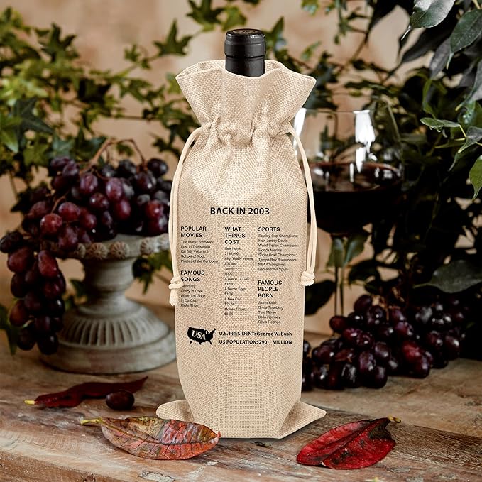 Tedea 21st Birthday Wine Gift Bag, Vintage Back In 2003 Birthday Gift Wine Bag For Women Men, Best Friend, Coworker, Birthday Party Decorations, 1 Pc Wine Bag (G08)