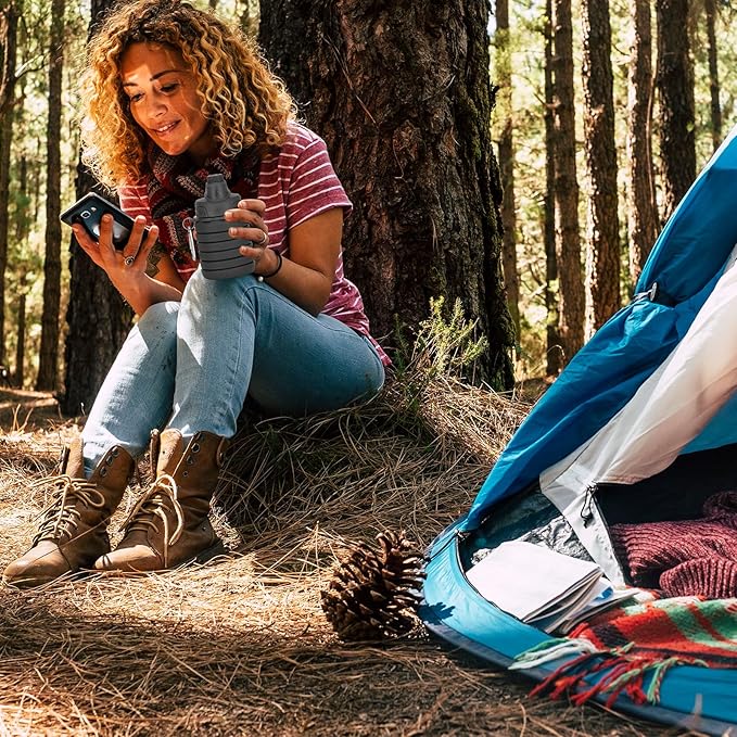 Collapsible Water Bottles, Water Bottle for Girl, Kids, Portable Water Bottle with Leakproof Lid, Reusable Food-Grade Bpa-Free Silicone Travel Bater Bottles for Gym, Hiking, Sports, Camping, Biking