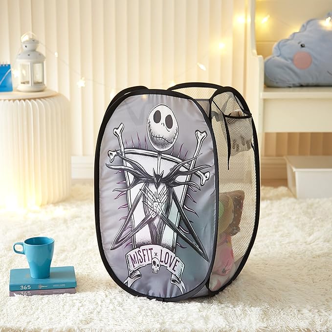Idea Nuova Disney Nightmare Before Christmas Pop Up Laundry Storage Hamper with Durable Carry Handles, 21" H x 13.5" W X 13.5" L