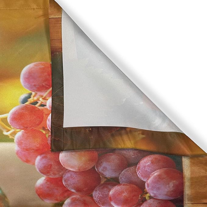 Ambesonne Wine Kitchen Curtains, Tasty Wine on Wooden Cask on Grape Plantation Countryside Harvest Rural Growth, Window Drapes 2 Panel Set for Kitchen Cafe Decor, 55" x 39", Orange Red
