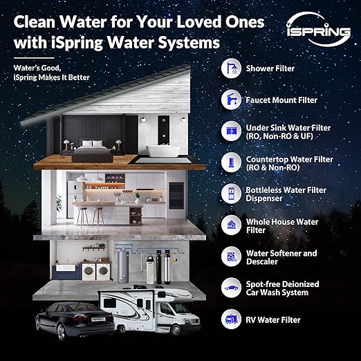 iSpring Whole House Water Filter System, Reduces Scale, Corrosion, Chlorine, Taste, Odor, 2-Stage Water Descaler and Water Filter, Model: WGB22B-DS