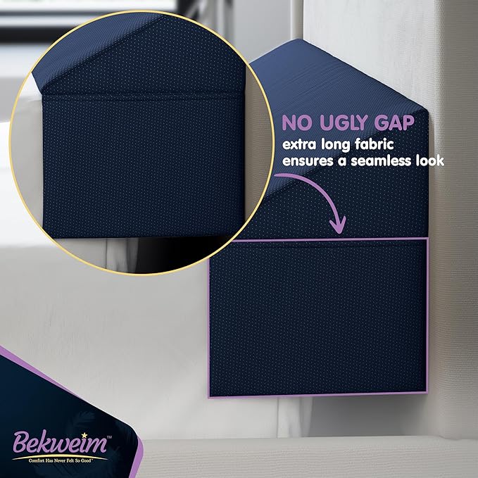 Wedge Pillow Headboard Bed Gap Filler California King - Headboard Pillow 72 X 10 X 6 - Long Pillow for Bed Wedge Gap Filler with Large Pocket for Bed Accessories - Mattress Gap Filler (Navy)