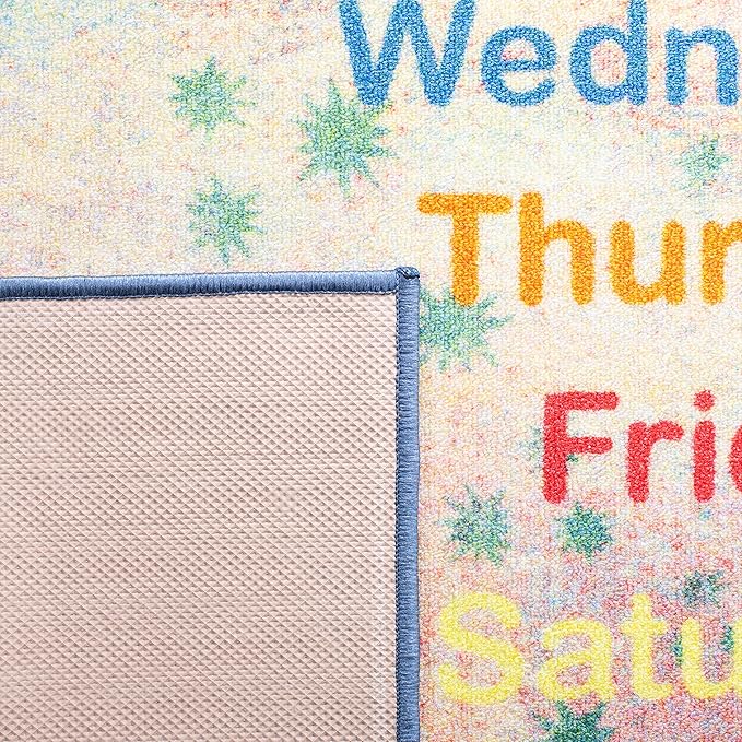 SAFAVIEH Kids Playhouse Collection Area Rug - 5'5" x 7'7", Blue & Orange, Non-Shedding Machine Washable & Slip Resistant Ideal for High Traffic Areas for Boys & Girls in Playroom (KPH251M)