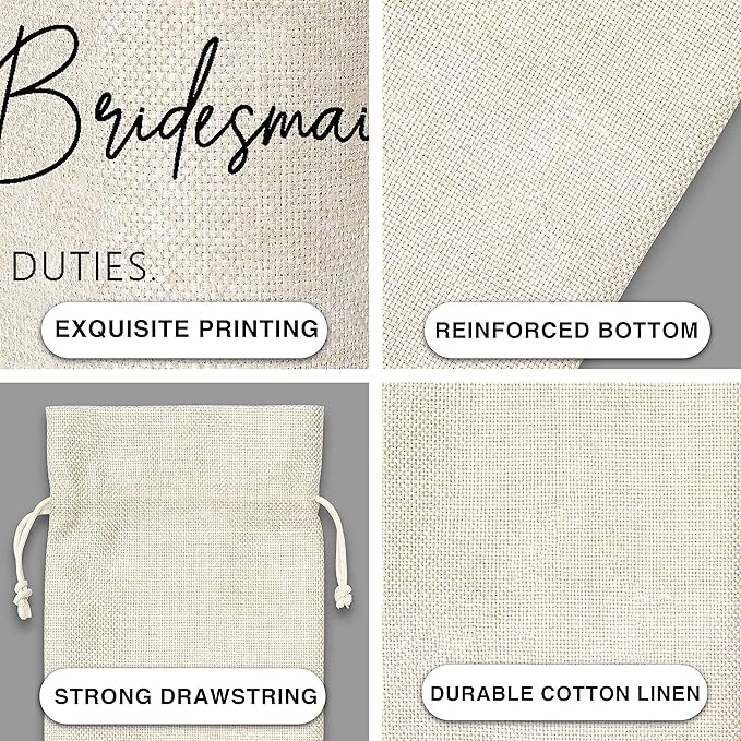 Bridesmaid Gifts Wine Bag - Gift For Bridesmaids, Bridal Shower, Engagement, Bachelorette Party Favor - Cotton Burlap Wine Bag (1 Pcs) - WB022