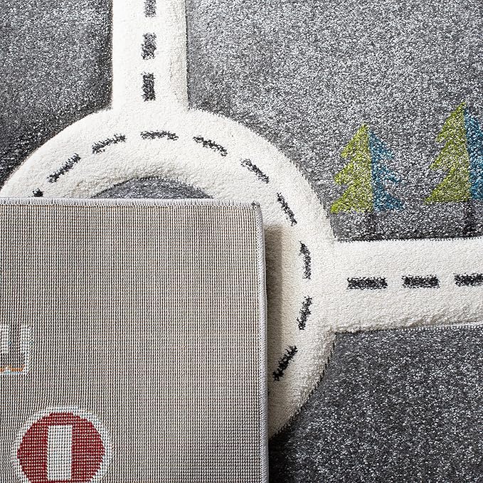 SAFAVIEH Carousel Kids Collection Area Rug - 9' x 12', Grey & Ivory, Non-Shedding & Easy Care, Ideal for High Traffic Areas for Boys & Girls in Playroom, Nursery, Bedroom (CRK192F)