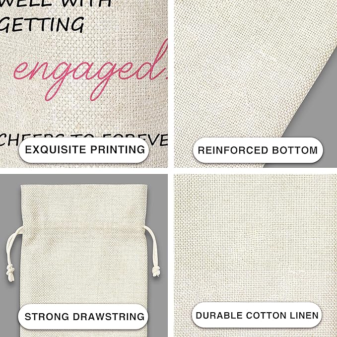 Engaged Gift Wine Bag,Gift For Wedding,Couple,Cotton linen Drawstring Wine Bag(1 Pcs) - WB012