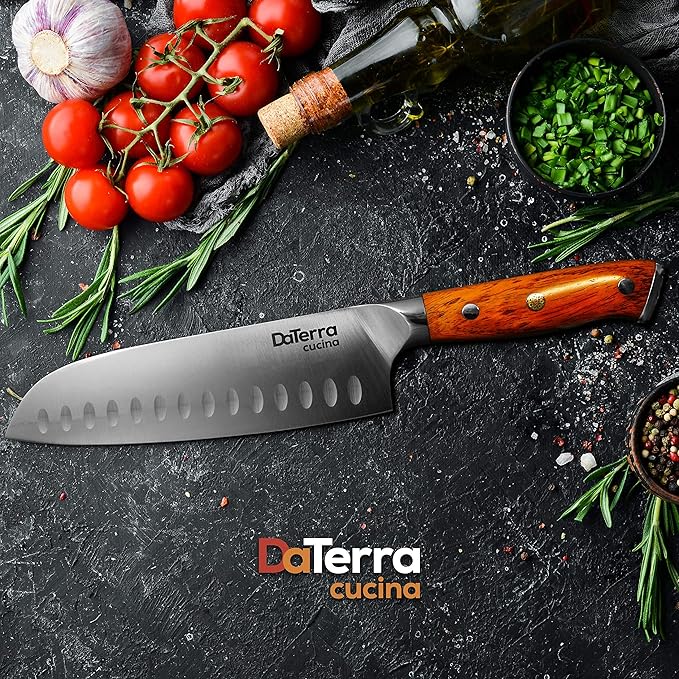 DaTerra Cucina Santoku Knife - 7 Inch | Eisenrose - Sharp German Steel - Professional Kitchen Knives