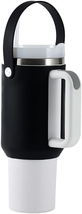 Silicone Handle Bag for Stanley 40 oz Tumbler with Handle, Holder for Stanley Tumbler Easy to Go Out - Black
