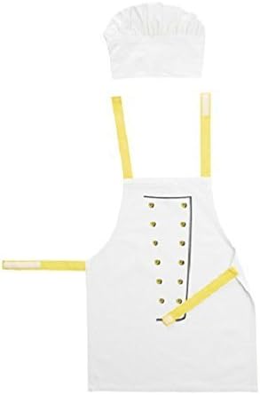 TOPPKLOCKA Children’s apron with chef’s hat, white/yellow