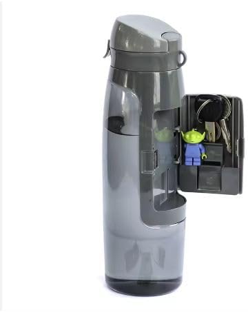 Water Bottle with Storage Compartment and Key Holder, Grey, MP- W02
