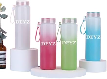 DEYZ Glass Water Bottle 16oz Fitness Drinking Glass Water Bottle PBA and Leak Proof Water Bottle Reusable water bottles Sport Water Bottle Gym Drinking Jug Circular Glass water Bottle (Sky Blue)