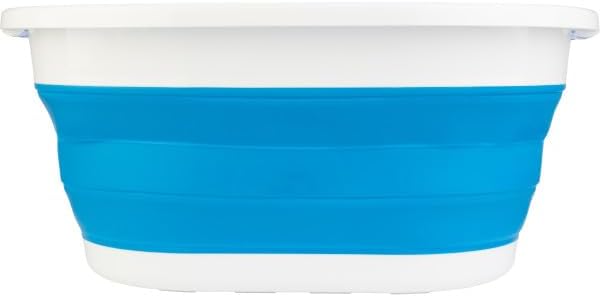 Collapsible Laundry Basket - 39L (10.3-Gallon) Portable Sink - Multipurpose Plastic Bin, Hamper, or Ice Bucket - Camping Essentials by Wakeman Outdoors (Blue)