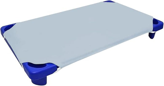 Pack of 12 Cot Sheet for Daycare Preschool Cot Bed -Polyblend Fabric with Corner Elastic Cots Sheets Fits On 22" X 40" Inches Size Toddler and Preschool Daycare Cot Light Blue 22 X 40 Size