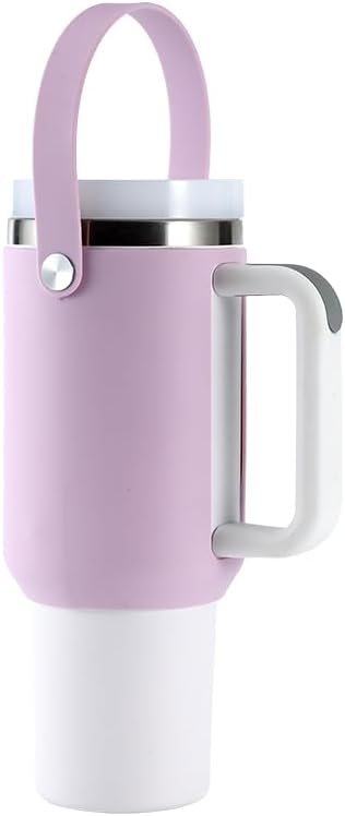 Silicone Handle Bag for Stanley 40 oz Tumbler with Handle, Holder for Stanley Tumbler Easy to Go Out - PURPLE